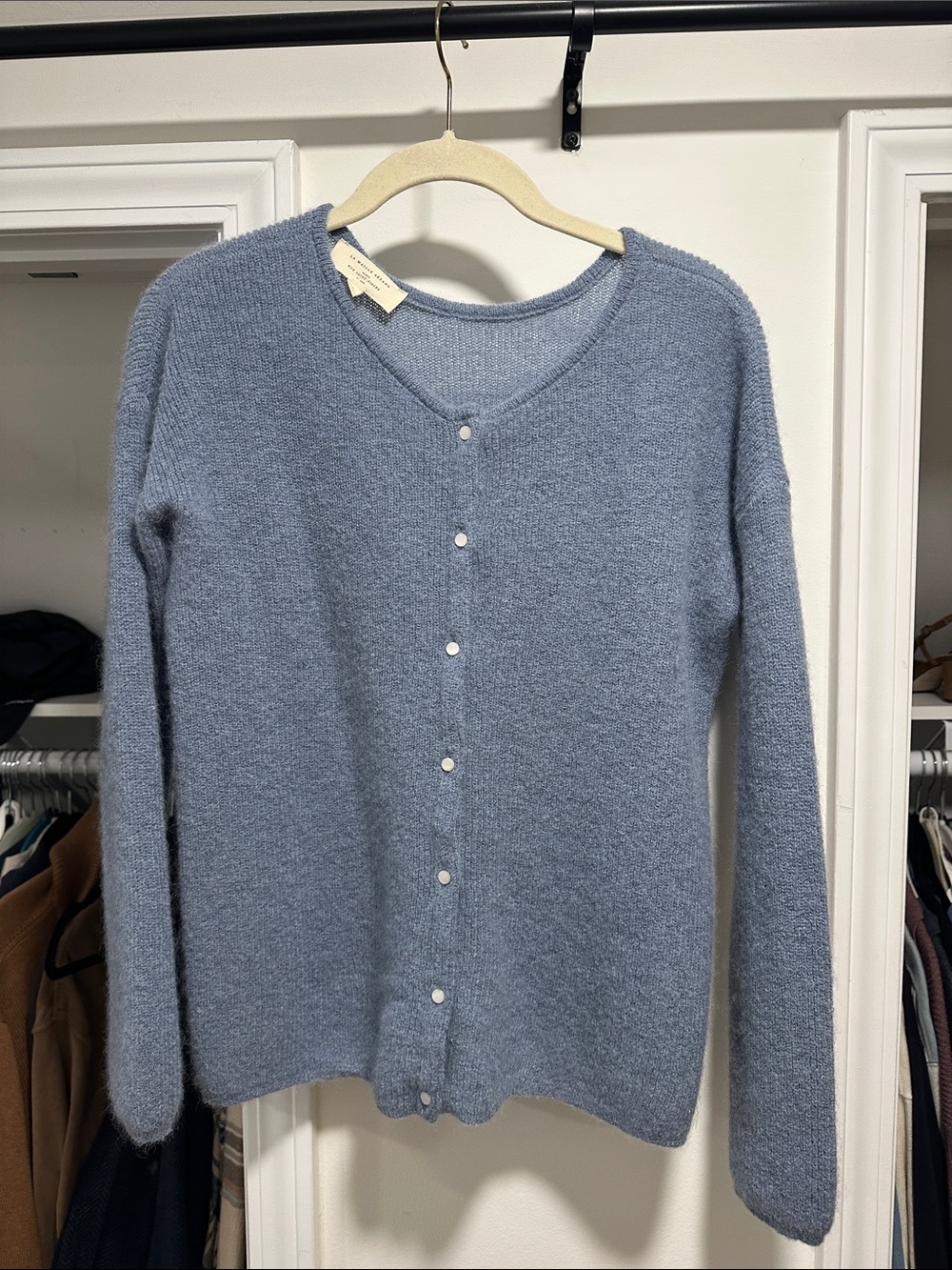 Sezane blue cardigan